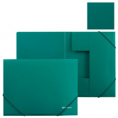 Папка на резинках BRAUBERG, А4, 0,5мм, зеленая, 221621