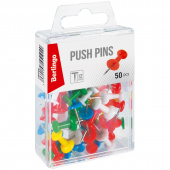 Кнопки-гвозди силовые, цветные, 50шт, пласт. коробка, Berlingo, 115993