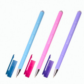 Ручка масляная синяя BRAUBERG "Fruity Pastel", корп soft touch ассорти, линия письма 0,35мм, 142958