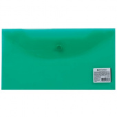 Папка-конверт с кнопкой BRAUBERG, С6 (250*135мм), 0,15мм, зеленый, 224029