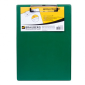 Планшет-доска BRAUBERG "NUMBER ONE", A4, зеленая, верхн. прижим, картон/ПВХ, 232222