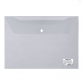 Папка-конверт с кнопкой BRAUBERG, А4, 0,15мм, прозрачная, 221638