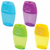 Точилка ЮНЛАНДИЯ 1 отверстие "Радуга", с контейнером, корпус ассорти /24/ 228765