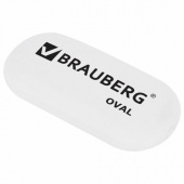 Ластик BRAUBERG овальный "Oval", 55*23*10мм, белый, термопл. резина, инд. упак., 222471