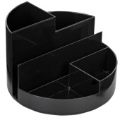 Подставка-органайзер BRAUBERG ROUND, 130х130х90мм, 6 отделений, черная, 238100