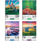 Тетрадь 80л. А4, клетка, гребень, BRAUBERG "Nature", твердая обложка, ассорти 4 вида, 404054