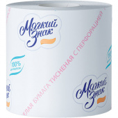 Туалетная бумага на втулке (Т4) Мягкий знак 1-сл., белая, 51м, /72/ 126550