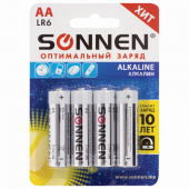 Батарейка AA (LR06) (пальчик.) SONNEN, 4шт/упак, Alkaline, блистер, 451085