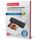 Пленка для ламинирования А5, 75мкм, 100шт/уп, BRAUBERG, 530898