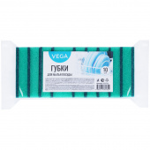 Губка д/посуды Vega (Макси), 90*65*24, 10шт/упак, 322711