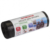 Мус. мешок 90л ПВД, черный, 60*95см, 25мкм, 10шт/рул, прочный, ЛАЙМА /3/ 605332