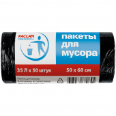 Мус. мешок 35л ПНД, черный, 50шт/рул, 50*60см, 6,2мкм, /40/ Paclan, 604077/ 206836