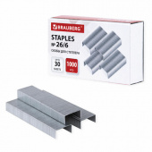 Скобы №26/06 BRAUBERG, оцинкованные, 1000шт/уп, 225973