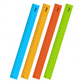Линейка 30см "ПИФАГОР", пластик, ассорти, 210838