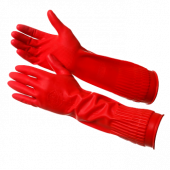 Перчатки резиновые ROSE L, удлиненная манжета /120/ красные