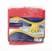 Салфетка микрофибра  RiKi 30*30см, красная, инд. упак, 220г/м /100/ 220-010