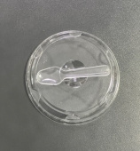 Крышка ПЭТ d=95мм с ложкой, 45шт/упак, прозрачная /28/ без отверстия