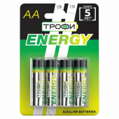 Батарейка AA (LR06) (пальчик.) Трофи ENERGY Alkaline , 4шт/блистер