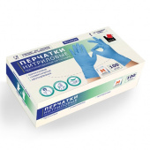 Перчатки нитриловые голубые, M, 50 пар/упак /10/ неопудренные, ADM, 14853