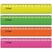 Линейка 15см СТАММ NEON, с волнистым краем, ассорти 4 цвета, 215525