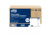 Туалетная бумага листовая (Т3) Tork Universal ZZ-укл., 1-сл., 250л, белая /40/ 114272