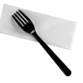 Набор №47 ПРЕМИУМ RiKi 2/1 ЧЕРНЫЙ (вилка, салфетка белая), 50 шт/упак