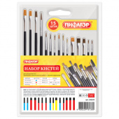 Набор кистей ПИФАГОР, 15шт/упак, (пони-9шт, синтетика-4шт, щетина-2шт, круглые, плоские), 200504