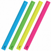 Линейка 40см СТАММ "Neon", пластик, неон, ассорти, 210491