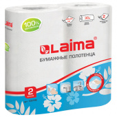 Полотенца рулонные бытовые LAIMA белые (30м), 2-сл., 2шт/уп, 128726