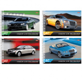 Альбом для рисования А4 40л, HATBER "Престижные авто", спираль, обложка картон, 101503