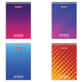 Блокнот А6 80л, клетка, BRAUBERG "Геометрия", гребень, ассорти, 129834