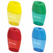 Точилка BRAUBERG 1 отверстие "Diamond", пластик, контейнер, овальная, ассорти, 222491